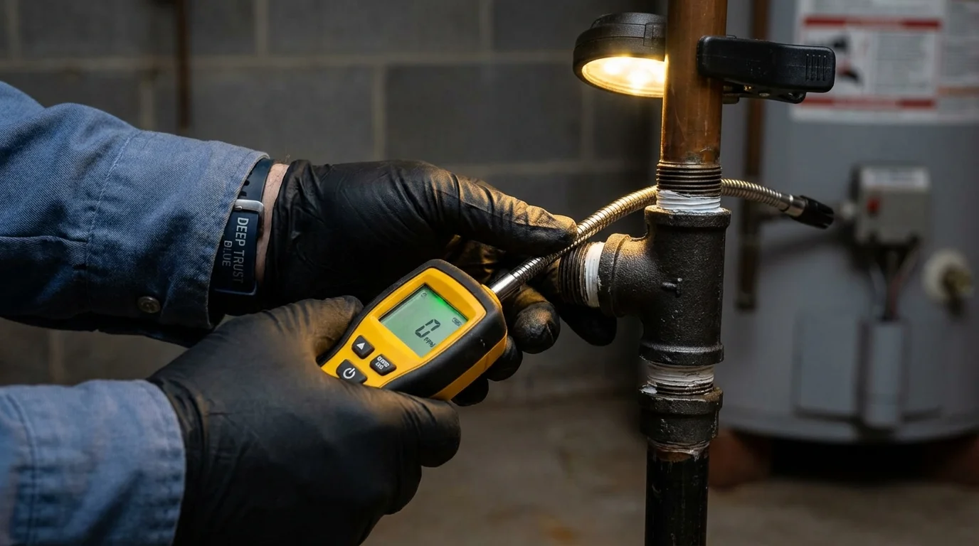 Gas leak detection with electronic sniffer by Johns Plumbing LLC in Emmaus
