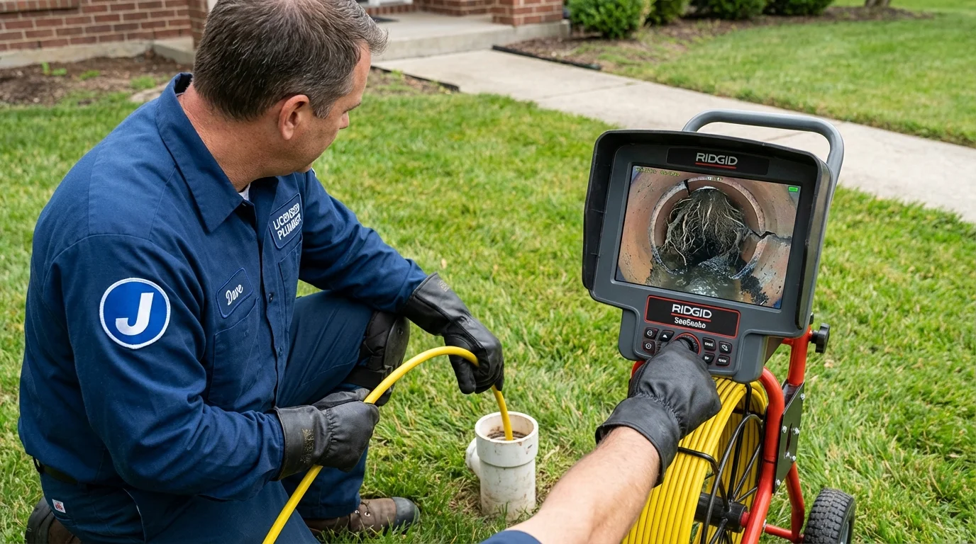 Sewer camera inspection being performed by Johns Plumbing LLC in Emmaus